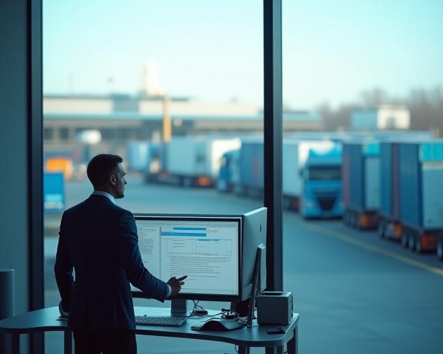 Logistics professional reviewing carrier safety documentation in Dallas