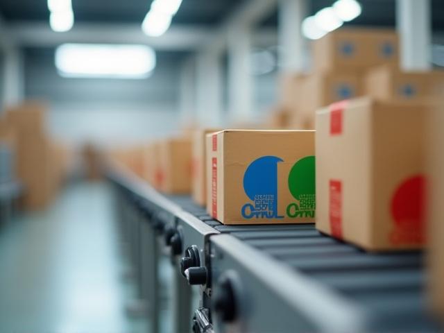 Color-coded shipping labels on high-value logistics packages