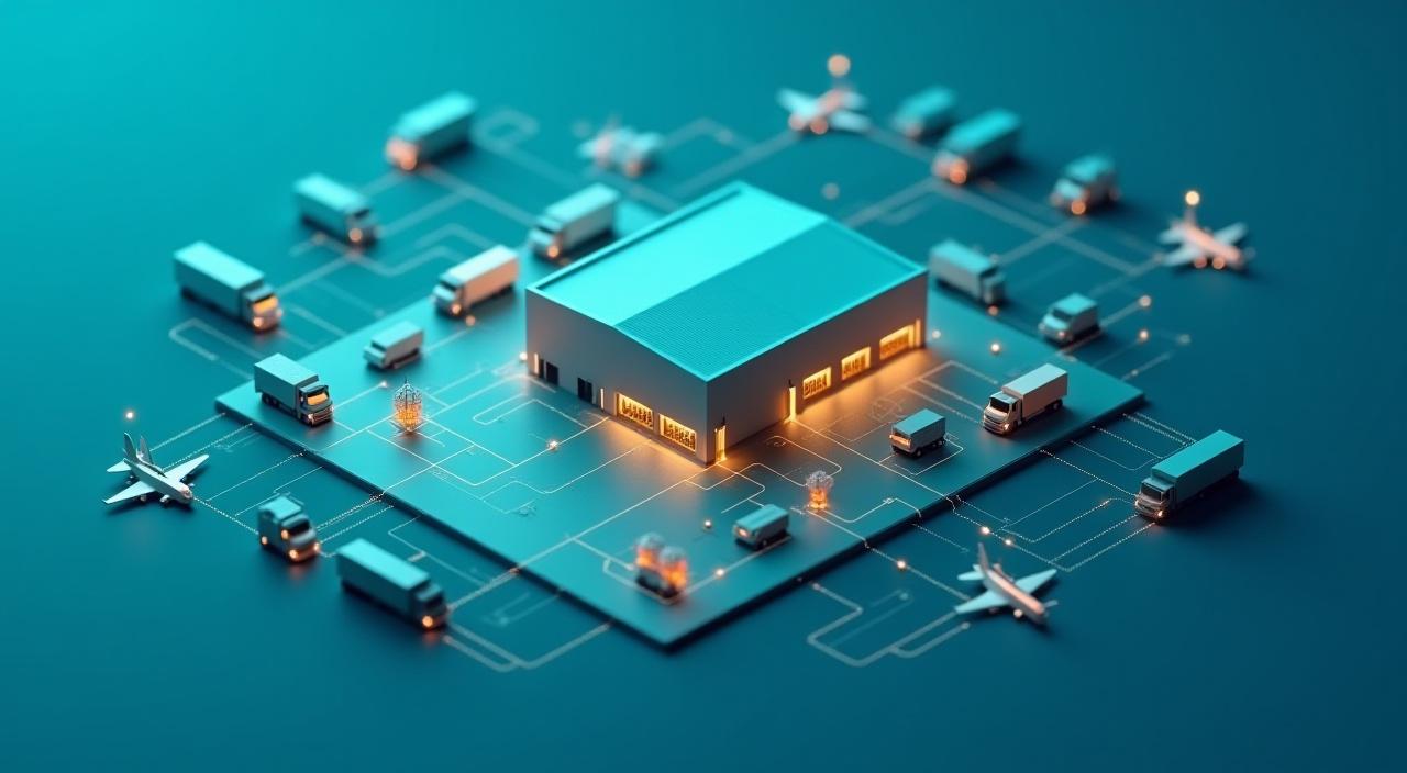 Diagram showing VM Essentials Logistics integration of warehousing and transportation