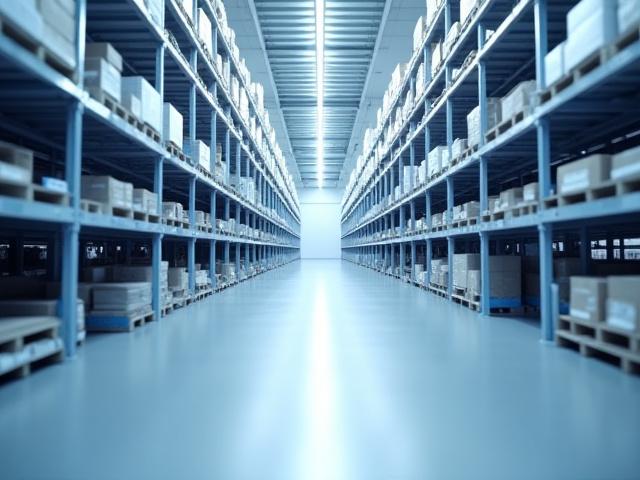 Clean and well-lit warehouse aisles with organized racking