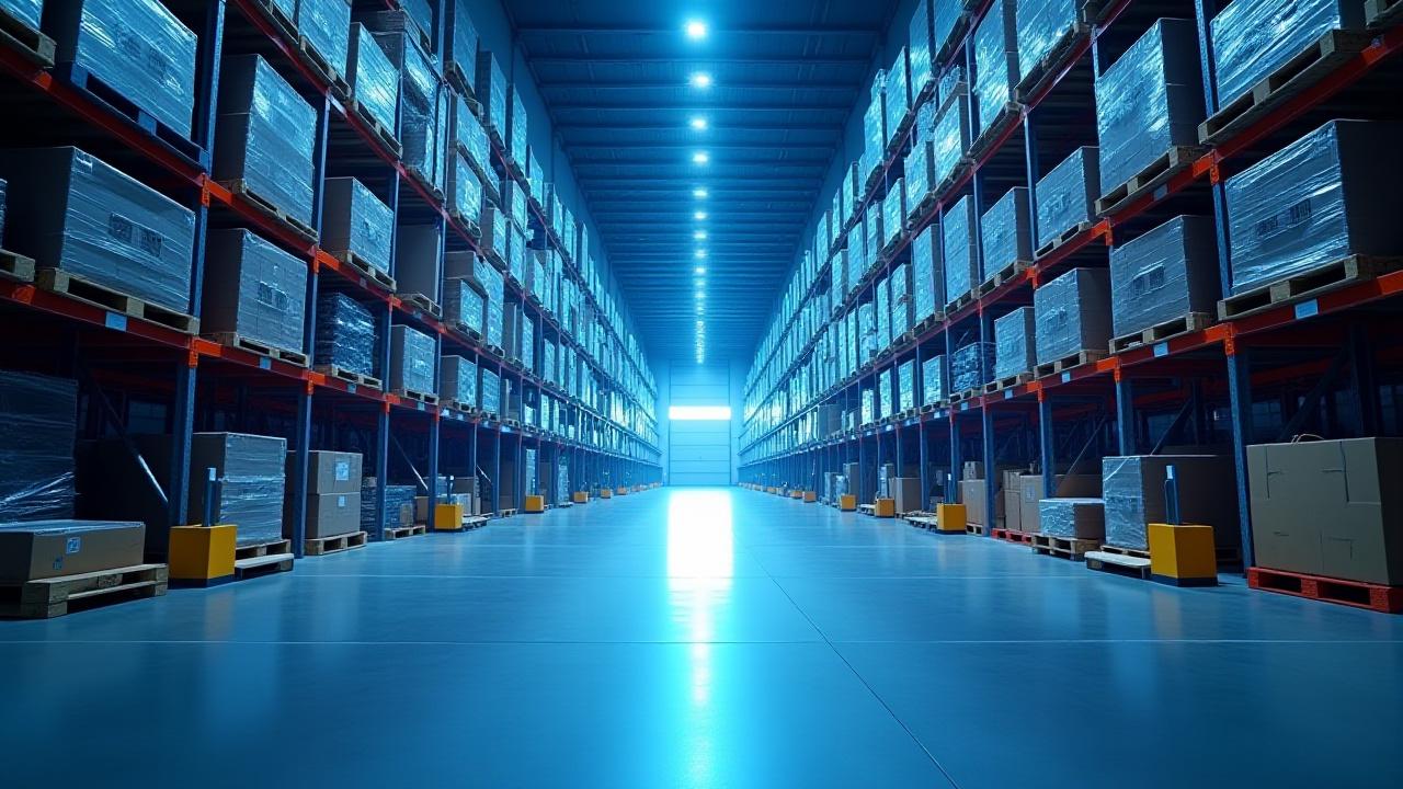 Modern industrial warehouse interior with organized high-bay racking in Dallas, Texas